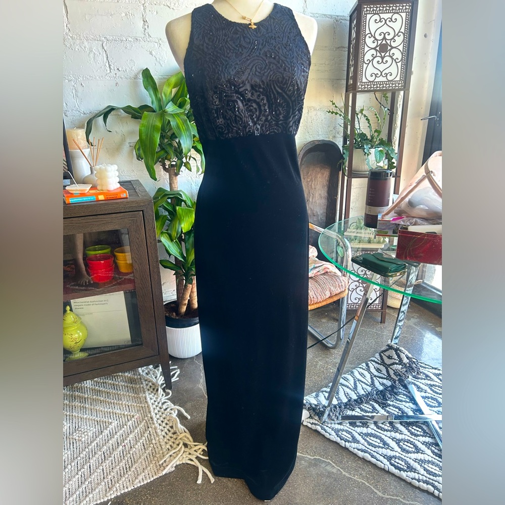 Vintage Black Velvet Dress